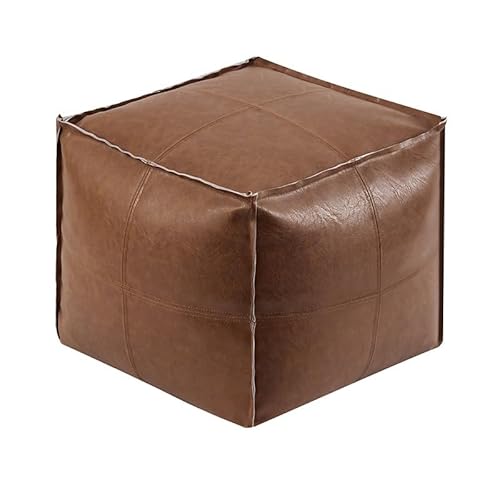 HYKJSHED 2025 Neue befüllbare Kissentasche, ungepolsterte Pouf-Ottomanen, 17,7 Zoll große Aufbewahrungslösung for Boden-Fußstützenkissen, Lederpouf for Wohnzimmer und Schlafzimmer(Dark Coffee) von HYKJSHED