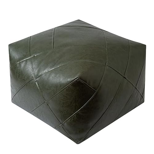 HYKJSHED 2025 Neue befüllbare Kissentasche, ungepolsterte Pouf-Ottomanen, 19,7 Zoll große Aufbewahrungslösung for Boden-Fußstützenkissen, Lederpouf for Wohnzimmer und Schlafzimmer(Green) von HYKJSHED
