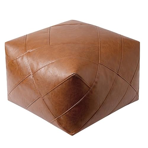 HYKJSHED 2025 Neue befüllbare Kissentasche, ungepolsterte Pouf-Ottomanen, 19,7 Zoll große Aufbewahrungslösung for Boden-Fußstützenkissen, Lederpouf for Wohnzimmer und Schlafzimmer(Orange) von HYKJSHED