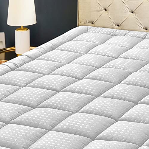 HYLEORY Queen-Matratzenauflage gesteppt angepasste Matratzenschoner Kühlkissen Oberseite Matratzenbezug atmungsaktiv flauschig weich Matratzenauflage mit 20,3-53,3 cm tiefen Taschen von HYLEORY