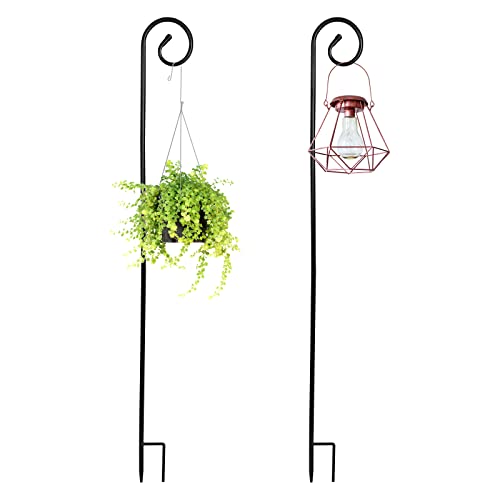HYLOOD 2 Stück 1,2 x 160 cm schwarze Outdoor-Schäferhaken, verstellbarer Gartenpfahl, Kolibri, Vogelfutterstation für Lichter, Hochzeitsdekoration, Pflanze, Laternen von HYLOOD