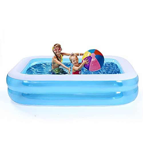 Aufblasbarer Pool Aufblasbares Schwimmbecken Aufblasbares Pool Garten Planschbecken Quadratisches Aufblasbares Pool Family Pool Swimming Rectangular für Garten Outdoor Wasserparty Blau 128*85*45cm von HYLQUP