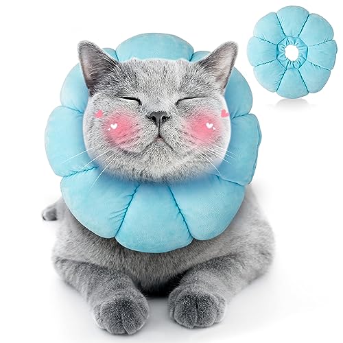 HYLYUN Halskrause Katze, Einstellbarer Halskrause Katze Halsband, Weich Sonnenblume Katze Wiederherstellung Halsband Kragen Cone für Katzen Kleiner Hunde Nach Operation und Verletzungen BL von HYLYUN