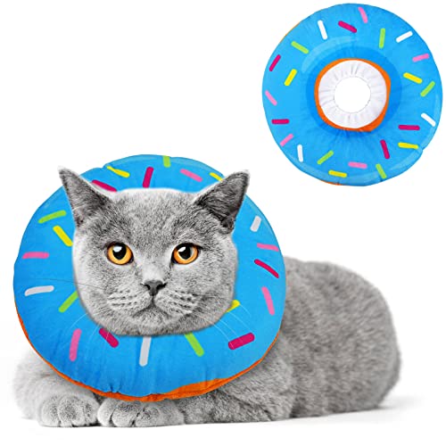 HYLYUN Katzen-Kegelhalsband, weich, verstellbar, für Katzen/Hunde, niedlicher Donut-Kätzchen-Kegel, um zu stoppen, Lecken, Chirurgie, Erholung von von HYLYUN