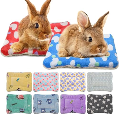 HYLYUN Kleintierbett 2 Stück Kaninchenbett Haus Winter Warm Fleece Schlafunterlage für Eichhörnchen Igel Häschen Chinchilla und andere Kleintiere von HYLYUN