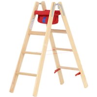 Holz-Stufenstehleiter, beidseitig begehbar, 2x4 Stufen, Länge 1,24 m - Hymer von HYMER
