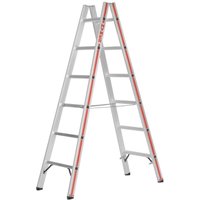 Hymer Sprossenstehleiter, Aluminium, beidseitig begehbar, 2 x 12 Sprossen, Gesamtbreite 715 mm, Reichhöhe 4,71 m von HYMER