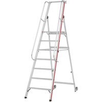 Plattformleiter mit Kipprollen und langem Handlauf, 7 Stufen, Standhöhe 1,65 m - Hymer Plattformleiter mit Kipprollen und langem Handlauf, 7 Stufen, Standhöhe 1,65 m - Hymer von HYMER