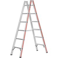 Sprossenstehleiter, Aluminium, beidseitig begehbar, 2 x 7 Sprossen, Gesamtbreite 565 mm - Hymer Sprossenstehleiter, Aluminium, beidseitig begehbar, 2 x 7 Sprossen, Gesamtbreite 565 mm - Hymer von HYMER