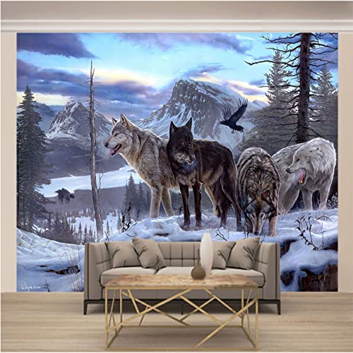 Fototapete 3D Der Wolf Fototapeten Schlafzimmer Wandbilder Modernen Wandmalerei effekt tapeten Wohnzimmer kinderzimmer 200cm×140cm(Breite x Höhe) von HYMZHL