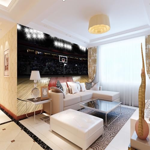 Fototapete Basketballplatz wandmalerei 3d Vlies Tapeten Wandtapete Moderne Wanddeko Design Wand Dekoration Wohnzimmer Schlafzimmer Büro 250cm×175cm(Breite x Höhe) von HYMZHL