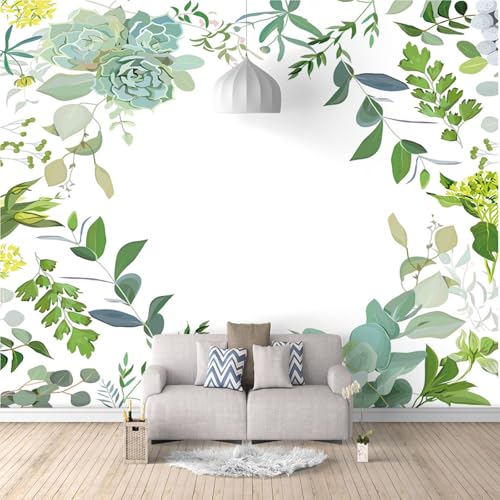 Fototapete Blätter wandmalerei 3d Vlies Tapeten Wandtapete Moderne Wanddeko Design Wand Dekoration Wohnzimmer Schlafzimmer Büro 350cm×250cm(Breite x Höhe) von HYMZHL