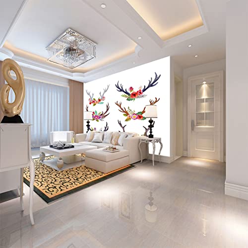 Fototapete Blumen Geweih wandmalerei 3d Vlies Tapeten Wandtapete Moderne Wanddeko Design Wand Dekoration Wohnzimmer Schlafzimmer Büro 400cm×280cm(Breite x Höhe) von HYMZHL