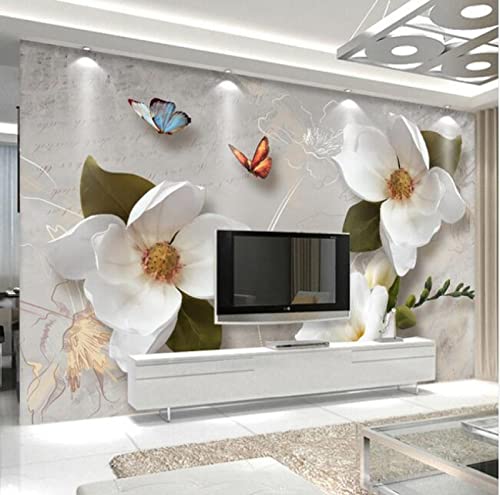 Fototapete Blumen Schmetterling wandmalerei 3d Vlies Tapeten Wandtapete Moderne Wanddeko Design Wand Dekoration Wohnzimmer Schlafzimmer Büro 250cm×175cm(Breite x Höhe) von HYMZHL