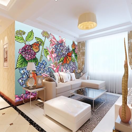 Fototapete Blumen wandmalerei 3d Vlies Tapeten Wandtapete Moderne Wanddeko Design Wand Dekoration Wohnzimmer Schlafzimmer Büro 350cm×250cm(Breite x Höhe) von HYMZHL