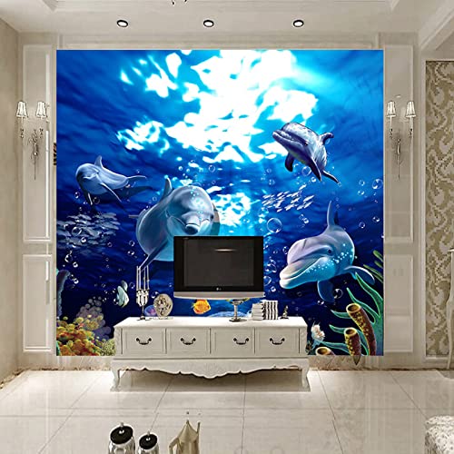 Fototapete Delphin wandmalerei 3d Vlies Tapeten Wandtapete Moderne Wanddeko Design Wand Dekoration Wohnzimmer Schlafzimmer Büro 250cm×175cm(Breite x Höhe) von HYMZHL