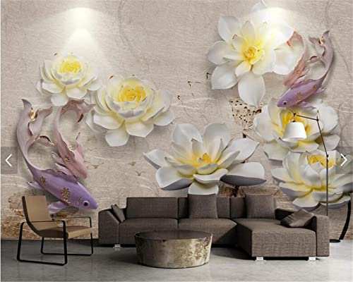 Fototapete Goldfisch wandmalerei 3d Vlies Tapeten Wandtapete Moderne Wanddeko Design Wand Dekoration Wohnzimmer Schlafzimmer Büro 400cm×280cm(Breite x Höhe) von HYMZHL