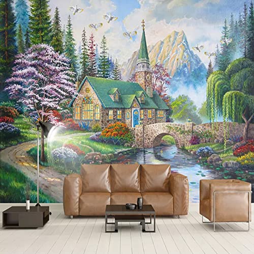 Fototapete Häuser wandmalerei 3d Vlies Tapeten Wandtapete Moderne Wanddeko Design Wand Dekoration Wohnzimmer Schlafzimmer Büro 350cm×250cm(Breite x Höhe) von HYMZHL