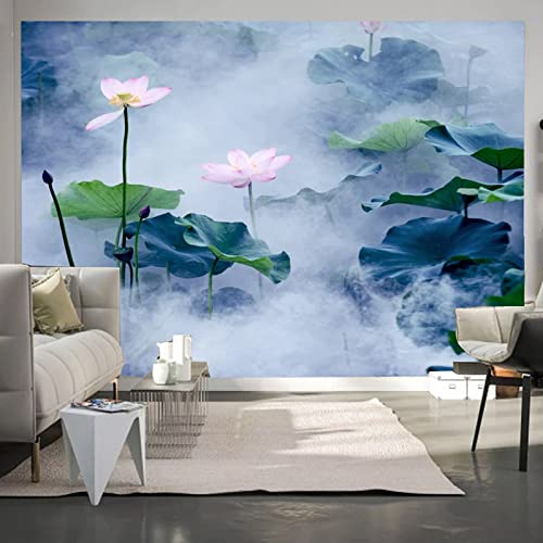 Fototapete Lotusblatt wandmalerei 3d Vlies Tapeten Wandtapete Moderne Wanddeko Design Wand Dekoration Wohnzimmer Schlafzimmer Büro 150cm×105cm(Breite x Höhe) von HYMZHL