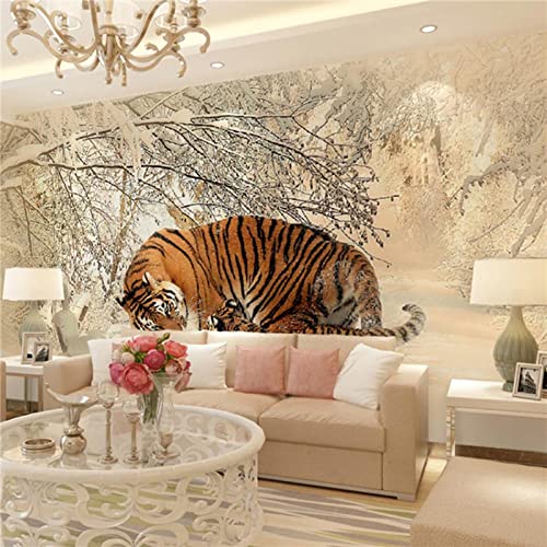 Fototapete Tiger wandmalerei 3d Vlies Tapeten Wandtapete Moderne Wanddeko Design Wand Dekoration Wohnzimmer Schlafzimmer Büro 250cm×175cm(Breite x Höhe) von HYMZHL