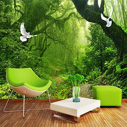 Fototapete Wald wandmalerei 3d Vlies Tapeten Wandtapete Moderne Wanddeko Design Wand Dekoration Wohnzimmer Schlafzimmer Büro 400cm×280cm(Breite x Höhe) von HYMZHL