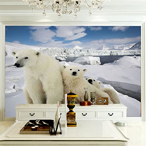 Fototapeten Eisbär 3D Moderne Vlies Wandbilder Tapeten Wandtapete Wandmalerei Flur Wandtattoo Dekoration 150cm×105cm(Breite x Höhe) von HYMZHL