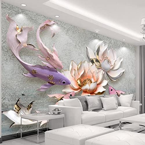 Fototapeten Goldfisch 3D Moderne Vlies Wandbilder Tapeten Wandtapete Wandmalerei Wand Dekoration Für Schlafzimmer Flur Wandtattoo Dekoration 250cm×175cm(Breite x Höhe) von HYMZHL