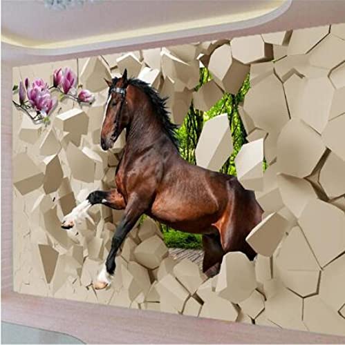 Fototapeten Tier Pferd 3D Moderne Vlies Wandbilder Tapeten Wandtapete Wandmalerei Wand Dekoration Für Kinderzimmer Schlafzimmer Flur Wandtattoo Dekoration 350cm×250cm(Breite x Höhe) von HYMZHL