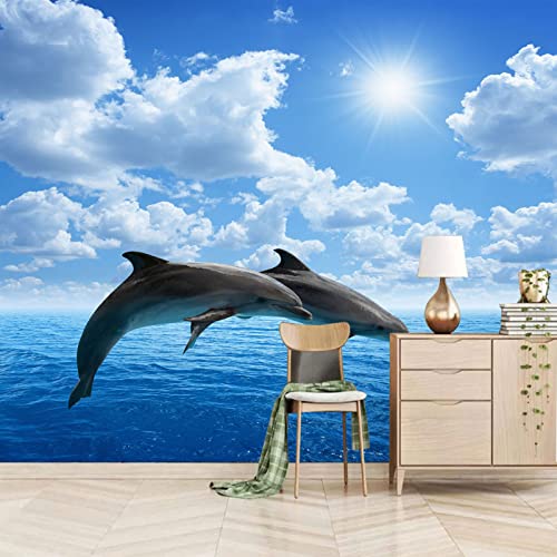 Tapeten Wandbild Delfine 3D Wandtapete Fototapete Tapete Für Baby Kinder Kinderzimmer Wandmalereien 200cm×140cm(Breite x Höhe) von HYMZHL