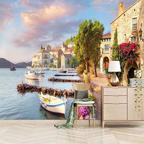 Tapeten Wandbild Hafendorf 3D Wandtapete Fototapete Tapete Für Baby Kinder Kinderzimmer Wandmalereien 200cm×140cm(Breite x Höhe) von HYMZHL