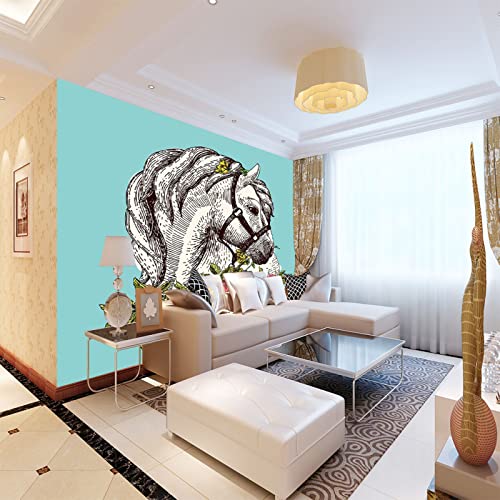 Tapeten Wandbild Pferde 3D Wandtapete Fototapete Tapete Für Baby Kinder Kinderzimmer Wandmalereien 300cm×210cm(Breite x Höhe) von HYMZHL