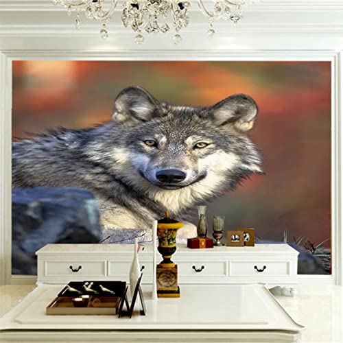 Vlies Fototapete Der Wolf 3D Foto Tapete Schlafzimmer Wohnzimmer Moderne Vliestapete Wandtapete Motivtapeten Effekt Wand Dekoration 250cm×175cm(Breite x Höhe) von HYMZHL