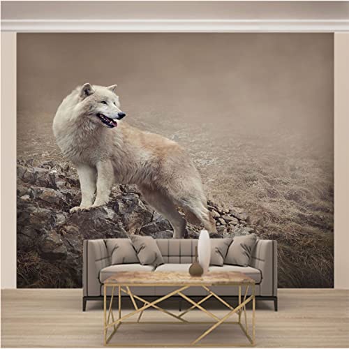 Vlies Fototapete Der Wolf 3D Foto Tapete Schlafzimmer Wohnzimmer Moderne Vliestapete Wandtapete Motivtapeten Effekt Wand Dekoration 250cm×175cm(Breite x Höhe) von HYMZHL