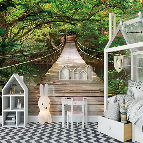 Vlies Fototapete Hängbrücke 3D Foto Tapete Schlafzimmer Wohnzimmer Moderne Vliestapete Wandtapete Motivtapeten Effekt Wand Dekoration 250cm×175cm(Breite x Höhe) von HYMZHL