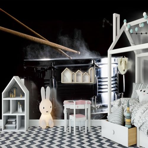 Vlies Fototapete Regal Trommeln 3D Foto Tapete Schlafzimmer Wohnzimmer Moderne Vliestapete Wandtapete Motivtapeten Effekt Wand Dekoration 250cm×175cm(Breite x Höhe) von HYMZHL