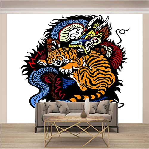 wandmalerei 3d Dragon Tiger Tapeten Wandbild wohnzimmer tapete schlafzimmer wanddekoration aufkleber heimdekoration wandkunst 200cm×140cm(Breite x Höhe) von HYMZHL