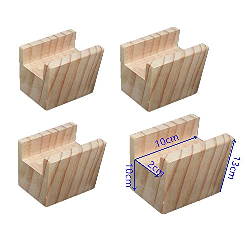 Möbelerhöher Betterhöhung Tischerhöher Elefantenfuß Bed Riser aus Holz 4 Stück (Länge 10 cm Rillenbreite 2,0 cm Erhöhung 10 cm) von ENCOMAG