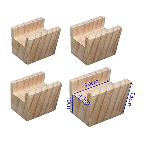 Möbelerhöher Betterhöhung Tischerhöher Elefantenfuß Bed Riser aus Holz 4 Stück (Länge 10 cm Grabenbreite 4,5 cm Erhöhung 10 cm) von ENCOMAG