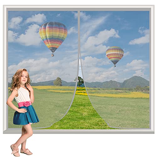 Fliegengitter Magnet 50x110cm Grau Insektenschutz Fenster Magnetische Adsorption Faltbar Waschbares für Balkontür Kellertür Terrassentür von HYNSERV
