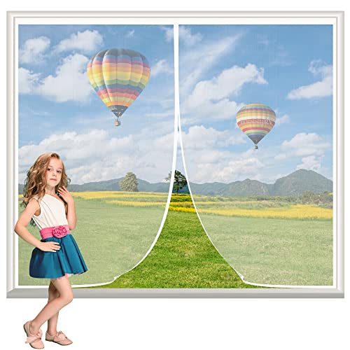 Fliegengitter Magnet Fenster 200x210cm Weiß Insektenschutz Magnetvorhang Balkontür mit Klettband Fliegengittertüren Ohne Bohren für Fenster und Türen von HYNSERV
