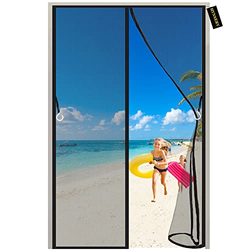 Fliegengitter Magnet Tür Schwarz 110x230cm Insektenschutz Vorhang Fliegenvorhang Magnet BalkonFenster Ohne Bohren HäNde Frei für Wohnzimmer Terrassentür von HYNSERV