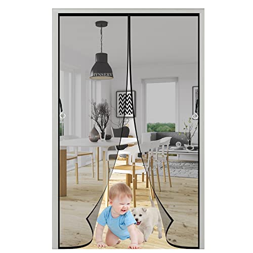 Magnet Fliegengitter Balkontür 135x210cm Fliegengitter Fenster Mückengitter Insektenschutz Magnetvorhang mit Starkem Klettband ohne Bohren für Fenster und Türen Schwarz von HYNSERV