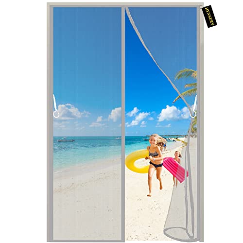 Magnet Fliegengitter Balkontür 95x235cm Grau Insektenschutz Fenster Moskitonetz mit Starkem Klettband Fliegenvorhang HäNde Frei Kinderleichte Montage Ohne Bohren von HYNSERV