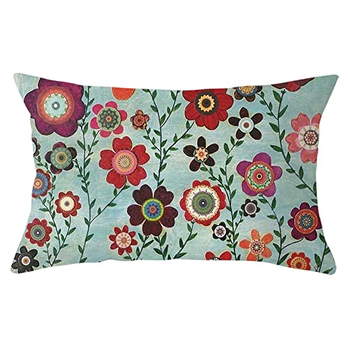 1er Set Dekorativ Kissenbezug Kissenhülle Baumwolle Leinen 40x60cm Blumen R853 Quadrat Doppelseitig Kissenbezüge mit Unsichtbarem Reißverschluss für Sofa Büro Home von HYNY