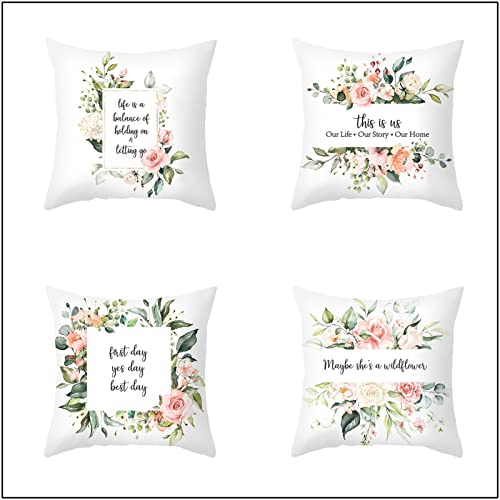 4er Set Dekorativ Kissenbezug 30x30cm Quadratischer Baumwolle Leinen Dekokissen mit Verstecktem Reißverschluss Doppelseitiger Druck Rose Flower Zierkissenbezüge für Sofa Auto Outdoor Schlafzimmer 4er Set Dekorativ Kissenbezug 30x30cm Quadratischer Baumwolle Leinen Dekokissen mit Verstecktem Reißverschluss Doppelseitiger Druck Rose Flower Zierkissenbezüge für Sofa Auto Outdoor Schlafzimmer von HYNY