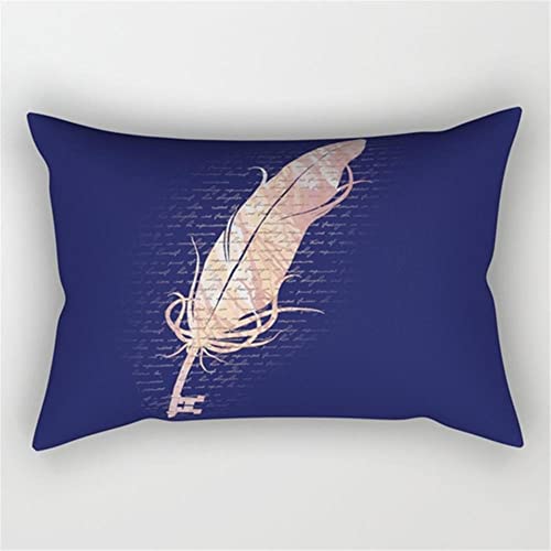 HYNY 1 Stück Zierkissenbezüge 50x70cm Samt Kissenbezüge Quadrat Doppelseitig mit Unsichtbarem Reißverschluss für Sofa Auto Schlafzimmer Zuhause Dekor(Blaue Feder R132,20x28inch) von HYNY