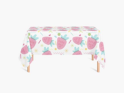 HYO Erdbeeren-MR10 Tischdecke, Satinstoff aus Polyester-Leinwand, laminiert mit transparenter Vinylfolie, 250 g, bunt, 100X140 cm von HYO