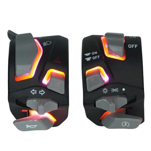 Motorrad-Lenker-Kombinationsschalter, Beleuchtete Neun-in-Eins-Funktion, Hupe, Elektrischer Start, Zwei Blitzlichter Control Switch Zubehör(3) von HYPERICIN