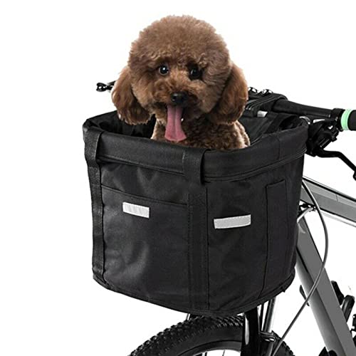 HYPIQQ Fahrrad Hundekorb Fahrradkorb Hund Vorne Lenker Hundefahrradkorb Faltbarer Korb Bike Basket,Schwarz von HYPIQQ