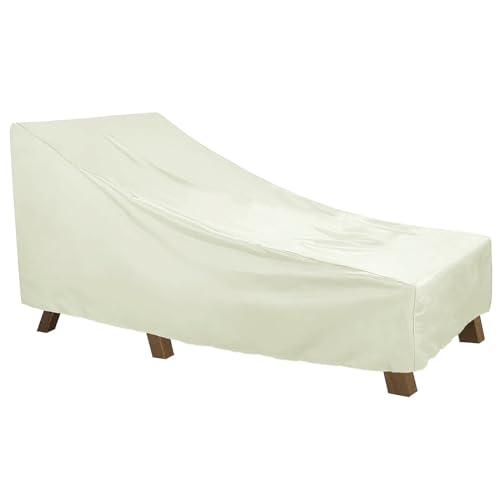 HYPIQQ Gartenliege Abdeckung Wasserdicht Schutzhülle Für Sonnenliege Winterfest Abdeckhaube Liegen Liegestuhl Auflage Gartenmöbel Abdeckplane,Beige,198 * 90 * 41CM von HYPIQQ